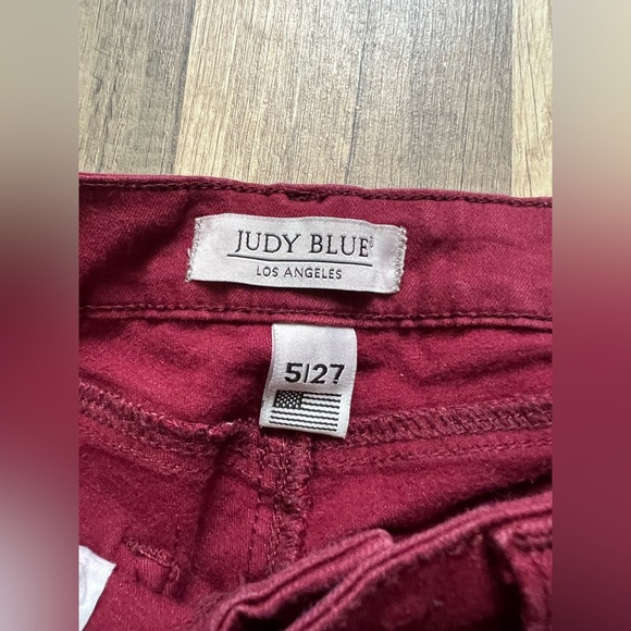 Judy Blue Woman’s Burgundy Sturdy Western Cowgirl Super Flare Jeans Size 27 - Picture 5 of 14